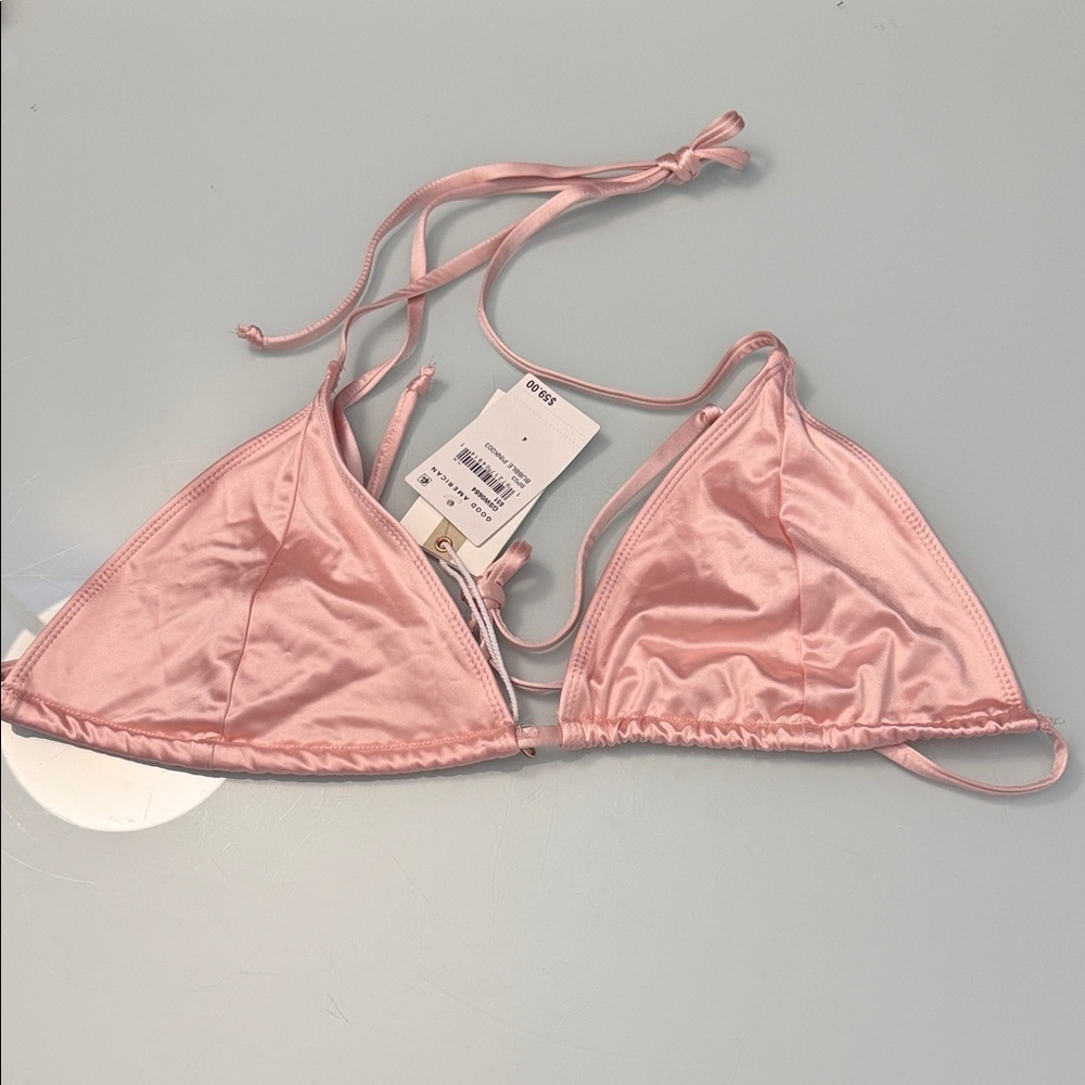 NWT Good American Silky Pink Bikini Top